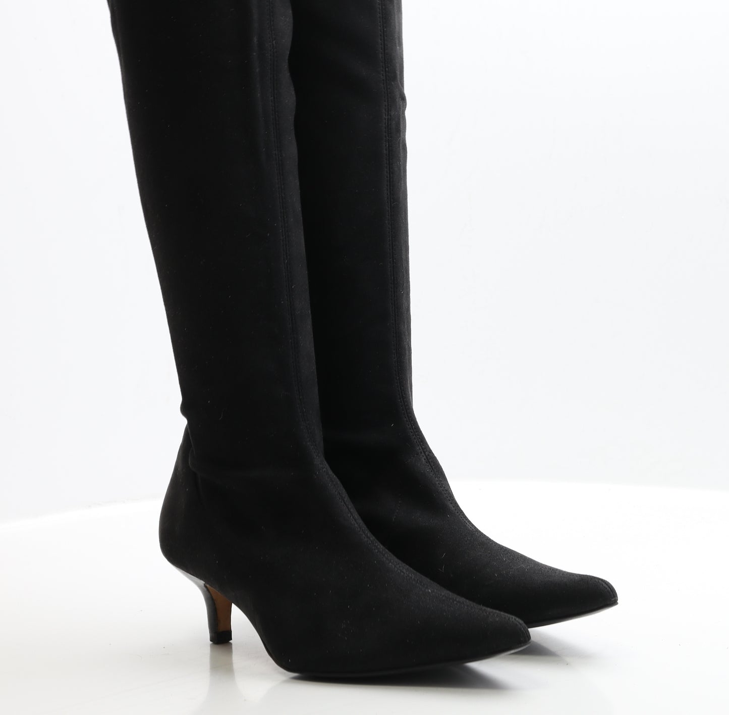 Preworn Womens Black Leather Bootie Boot UK 4 EUR 36