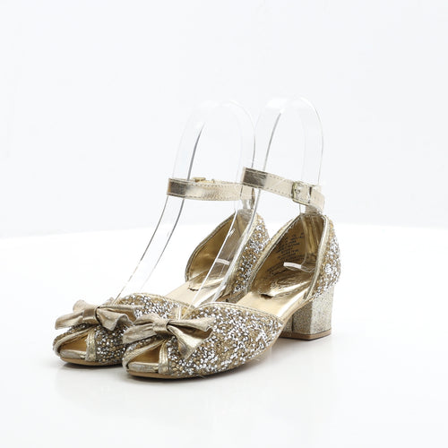 Disney Girls Gold Polyester Strappy Heel UK 10 EUR 28