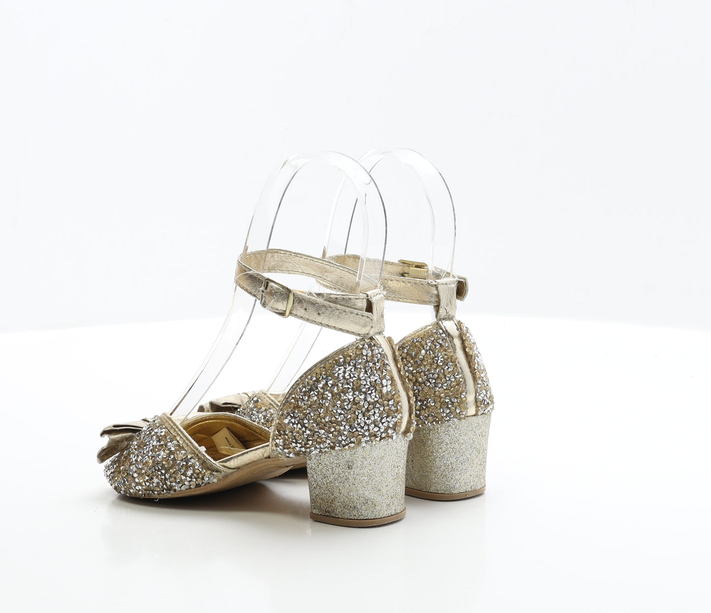 Disney Girls Gold Polyester Strappy Heel UK 10 EUR 28