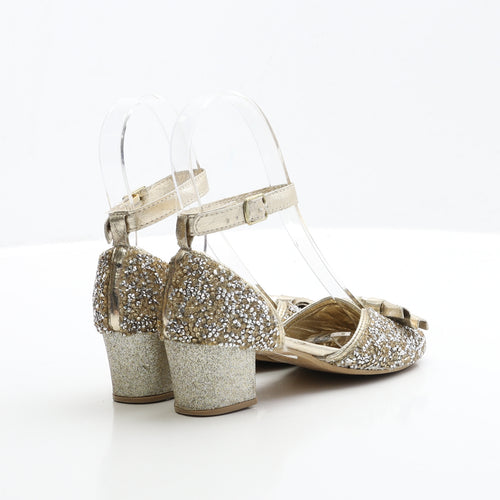 Disney Girls Gold Polyester Strappy Heel UK 10 EUR 28