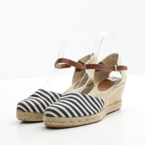 Preworn Womens Multicoloured Striped Fabric Espadrille Heel UK 5 EUR 38