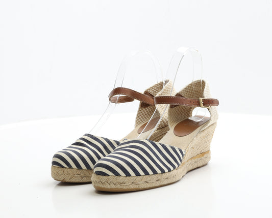 Preworn Womens Multicoloured Striped Fabric Espadrille Heel UK 5 EUR 38