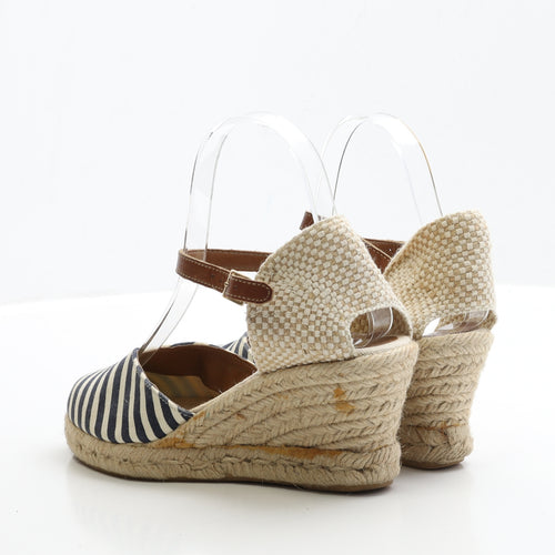 Preworn Womens Multicoloured Striped Fabric Espadrille Heel UK 5 EUR 38