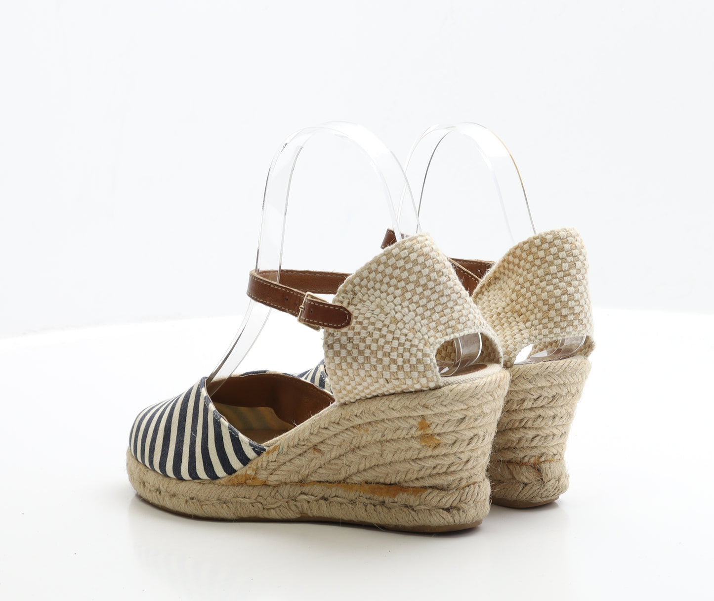 Preworn Womens Multicoloured Striped Fabric Espadrille Heel UK 5 EUR 38