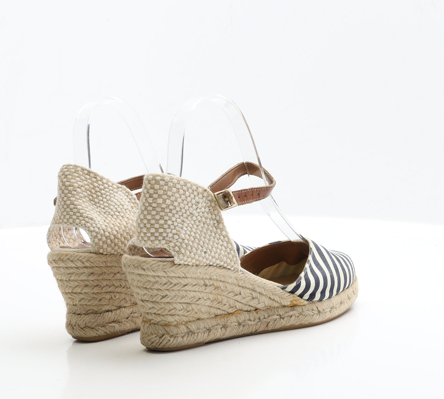 Preworn Womens Multicoloured Striped Fabric Espadrille Heel UK 5 EUR 38