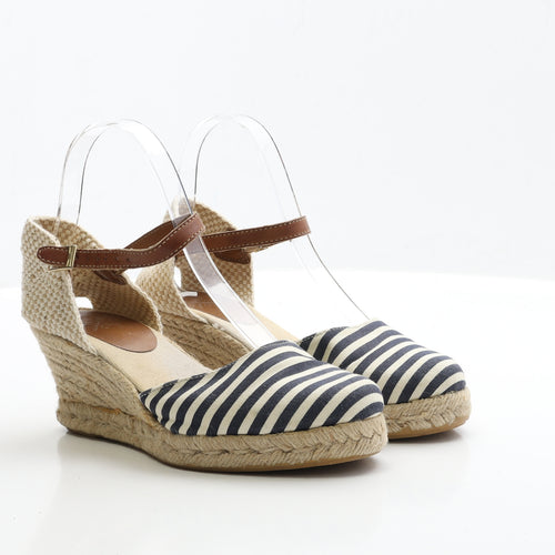 Preworn Womens Multicoloured Striped Fabric Espadrille Heel UK 5 EUR 38