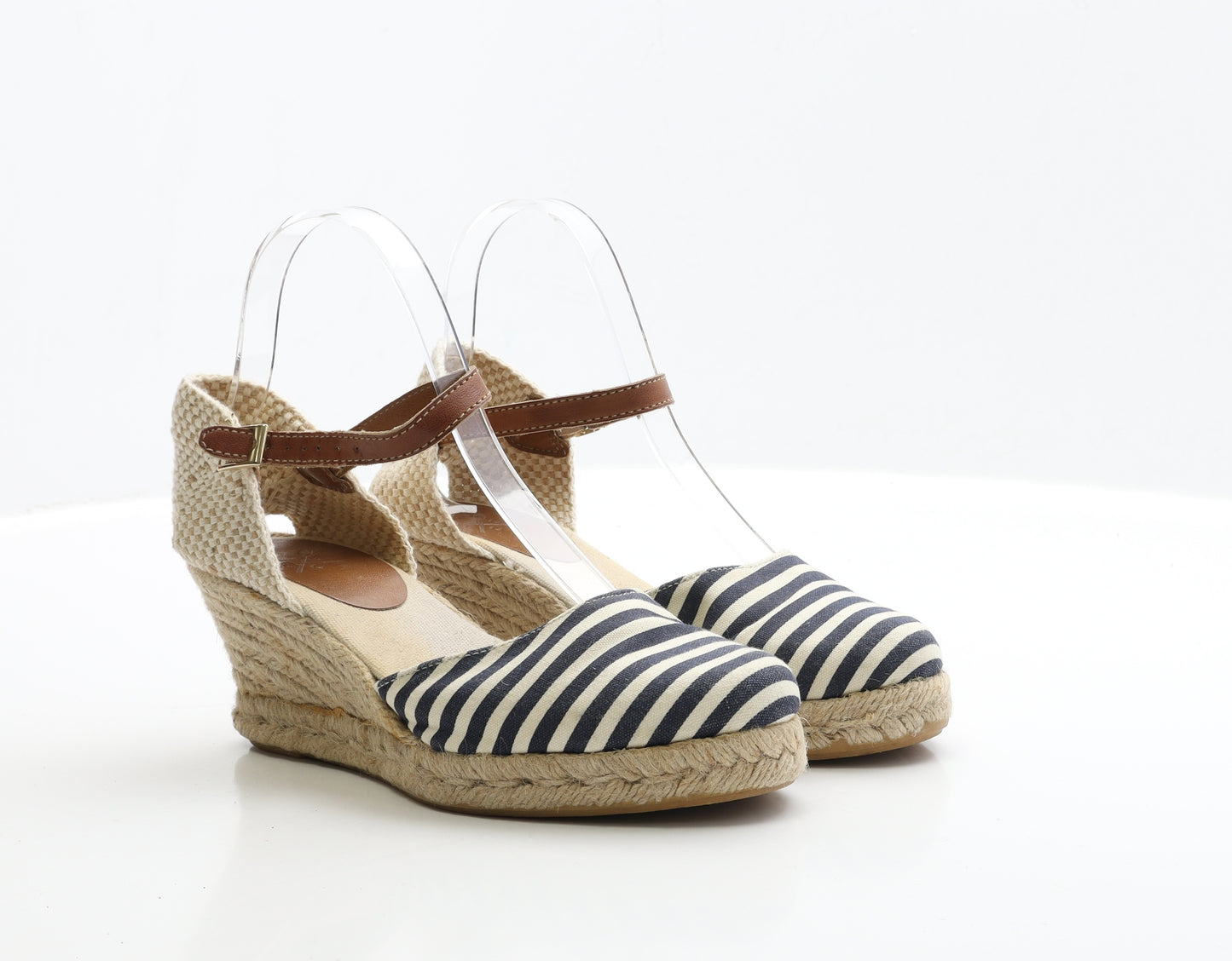 Preworn Womens Multicoloured Striped Fabric Espadrille Heel UK 5 EUR 38