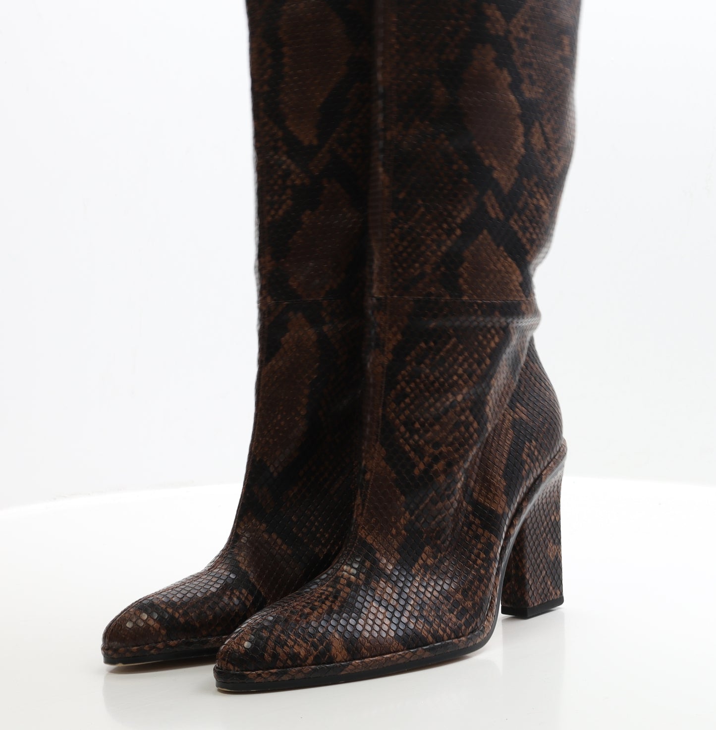 Zara Womens Brown Animal Print Faux Leather Bootie Boot UK 6 EUR 39