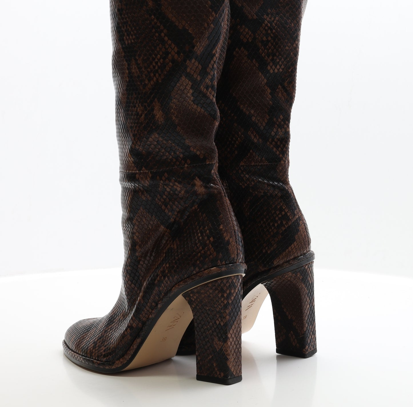 Zara Womens Brown Animal Print Faux Leather Bootie Boot UK 6 EUR 39