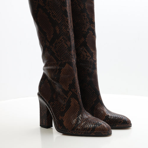 Zara Womens Brown Animal Print Faux Leather Bootie Boot UK 6 EUR 39