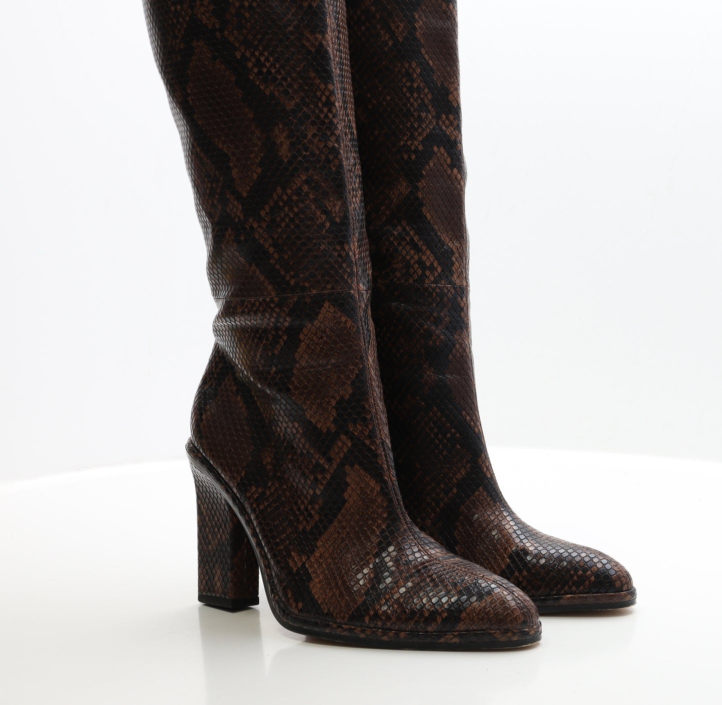 Zara Womens Brown Animal Print Faux Leather Bootie Boot UK 6 EUR 39