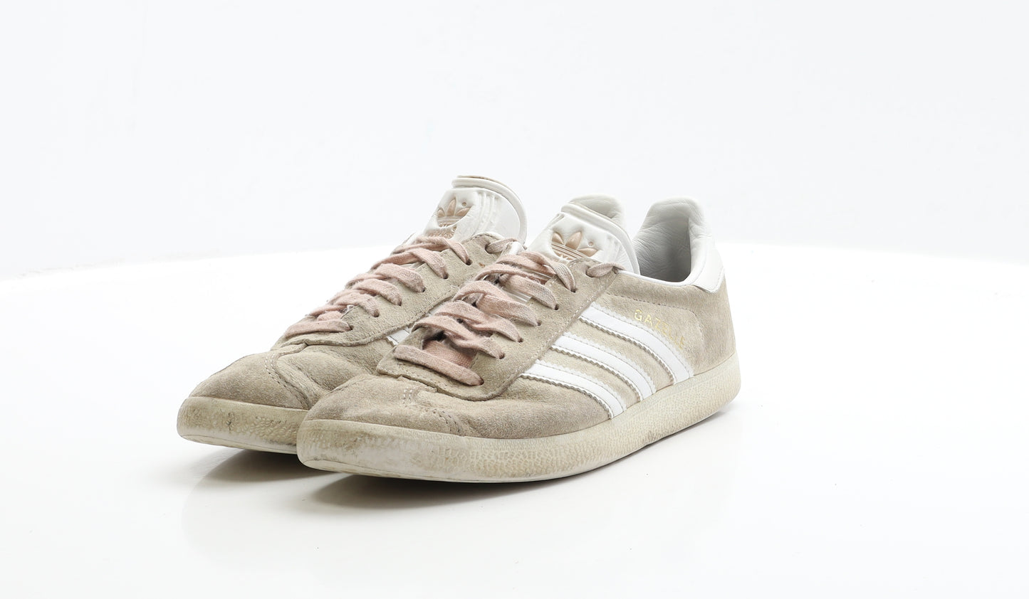 adidas Girls Beige Polyester Trainer UK 3.5 - Gazelle