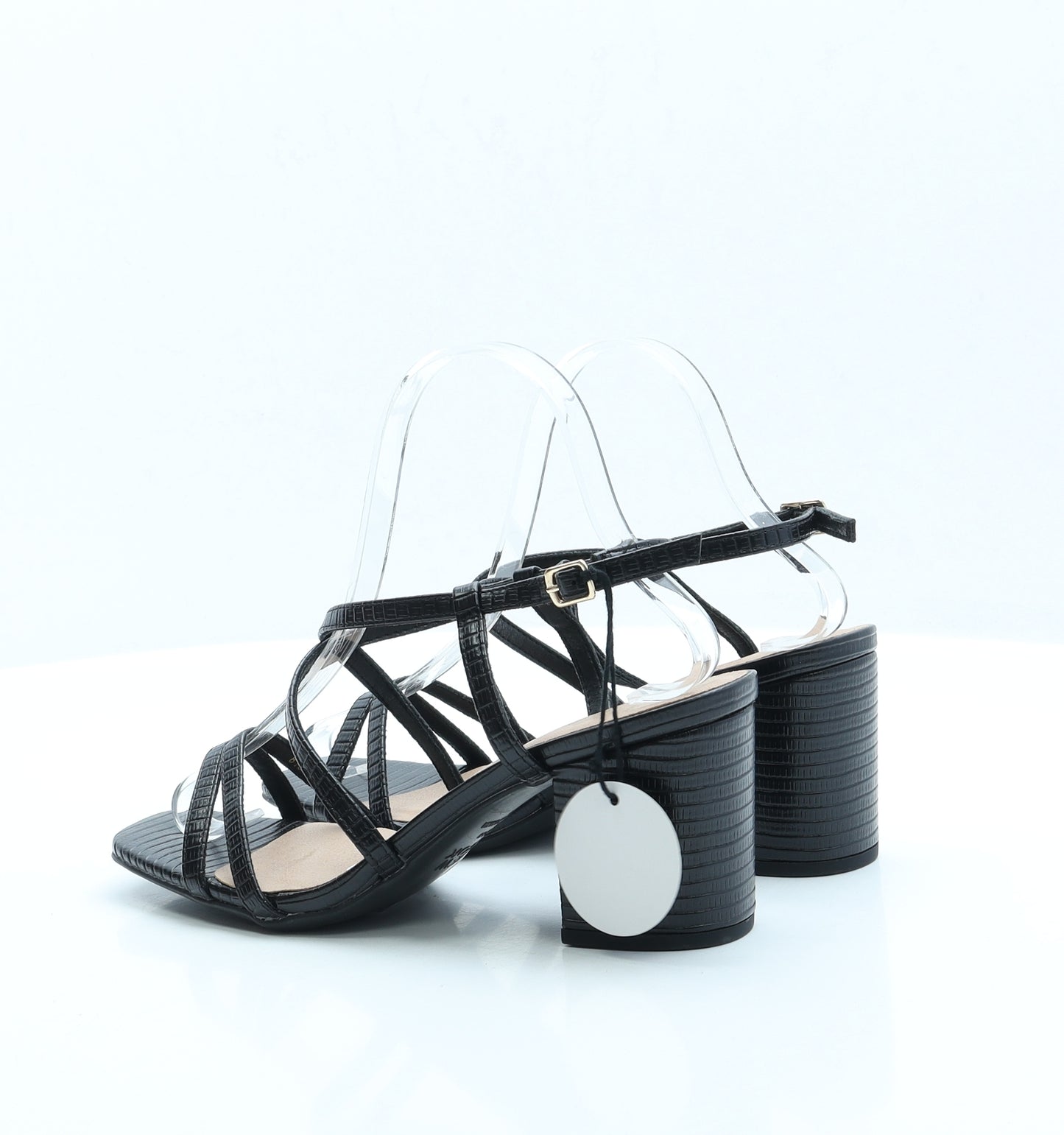 New Look Womens Black Faux Leather Strappy Heel UK 5 EUR 38