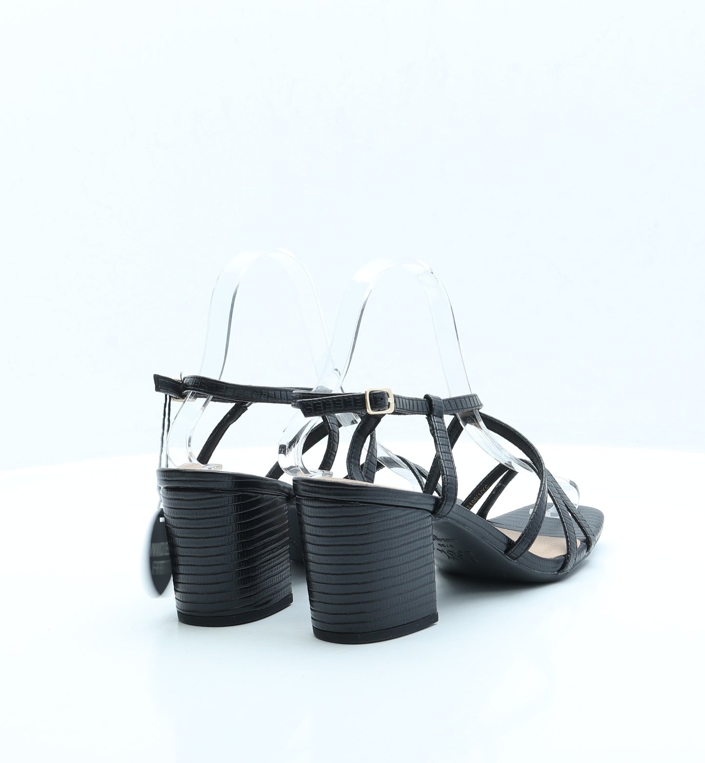 New Look Womens Black Faux Leather Strappy Heel UK 5 EUR 38