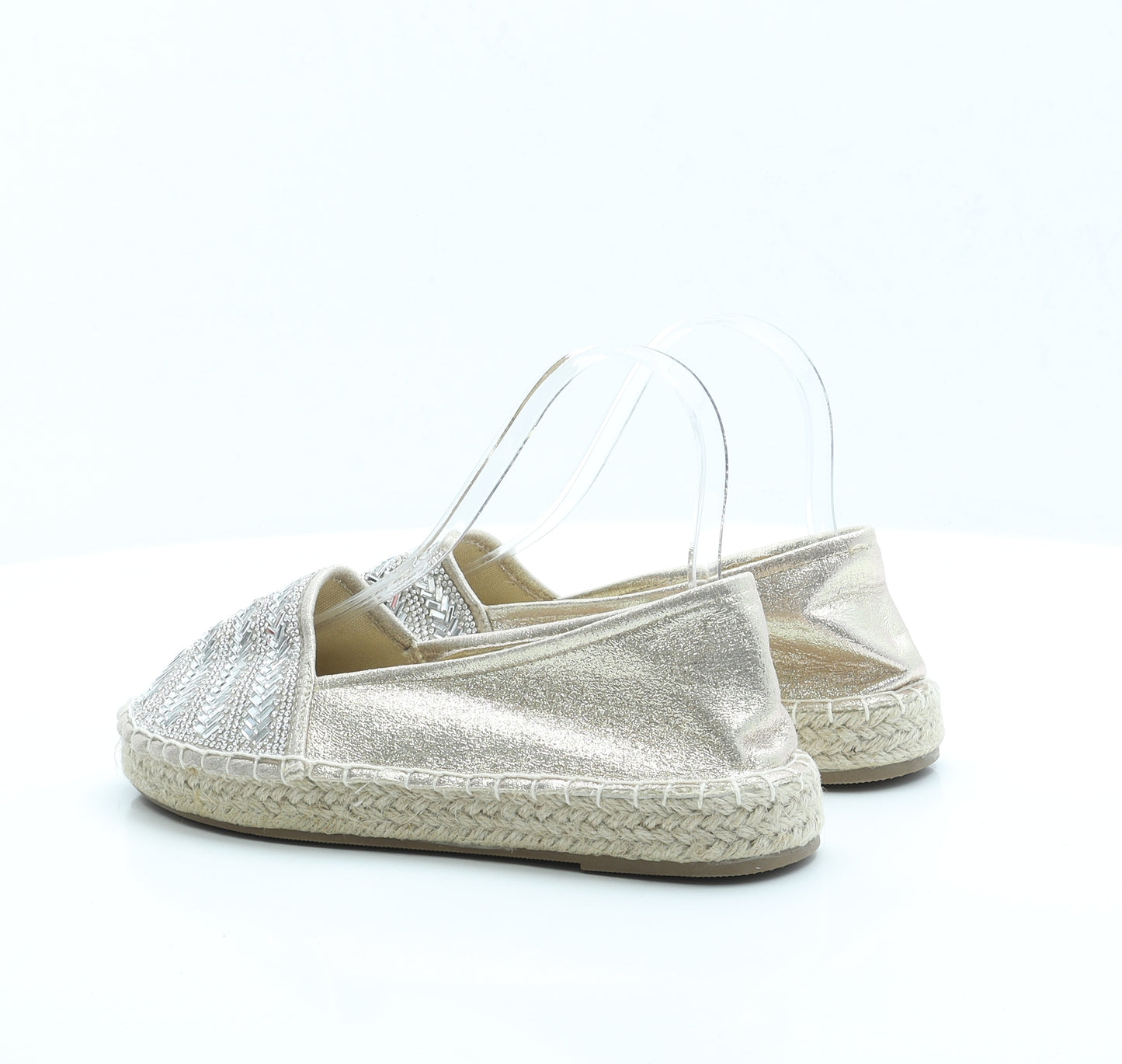 Primark Womens Gold Polyester Espadrille Sandal UK 5 EUR 38 US 7