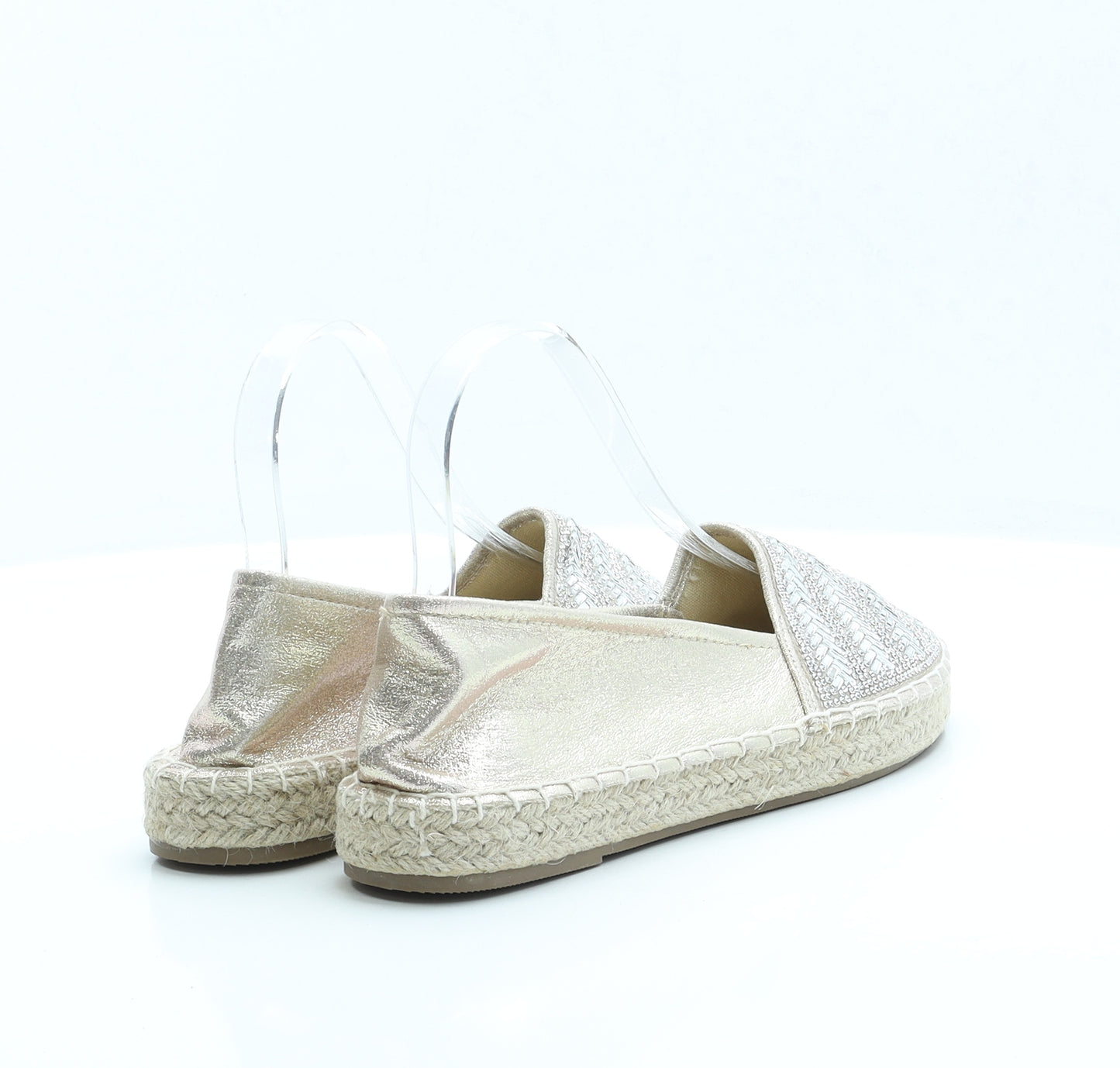 Primark Womens Gold Polyester Espadrille Sandal UK 5 EUR 38 US 7
