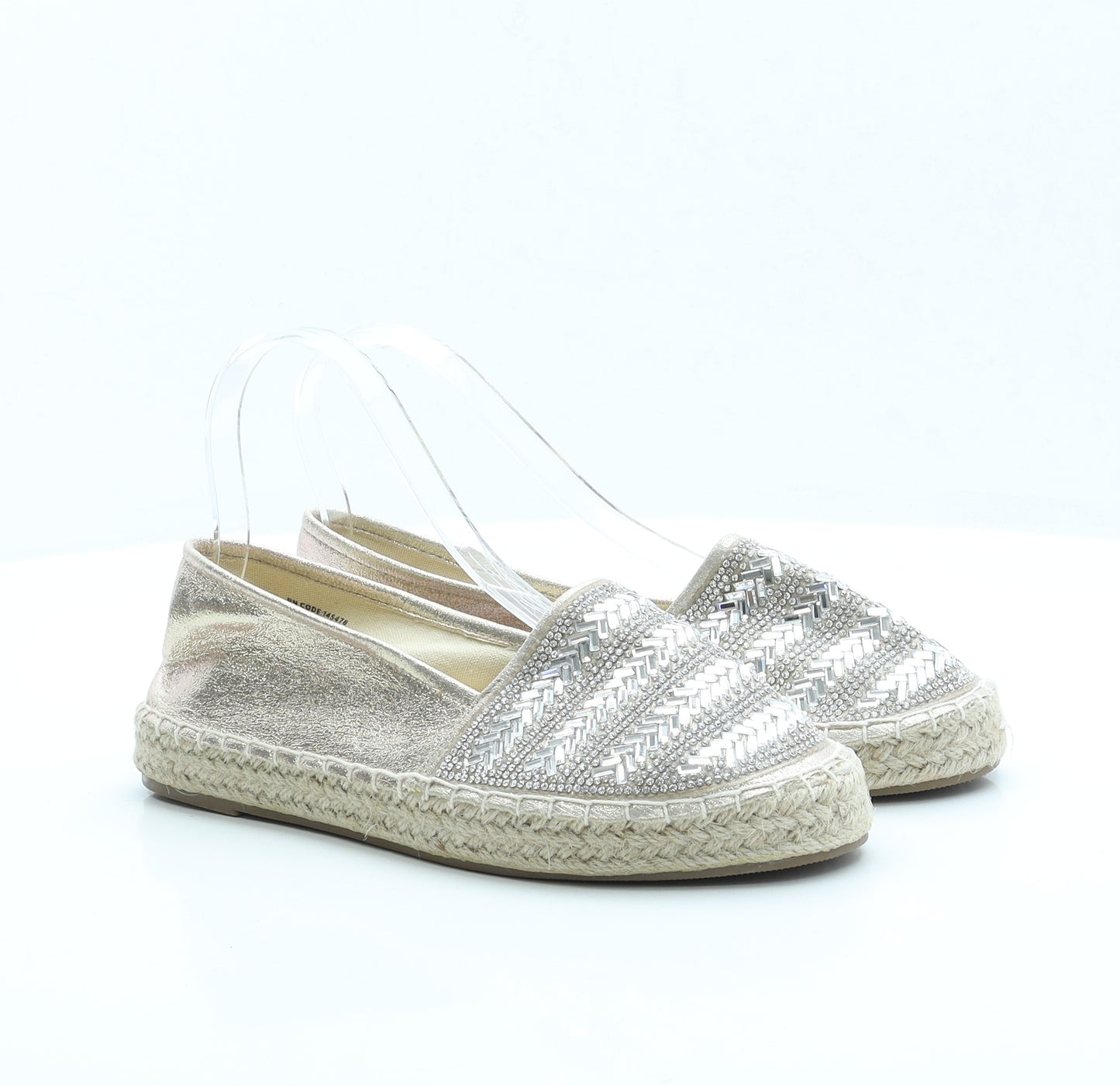 Primark Womens Gold Polyester Espadrille Sandal UK 5 EUR 38 US 7