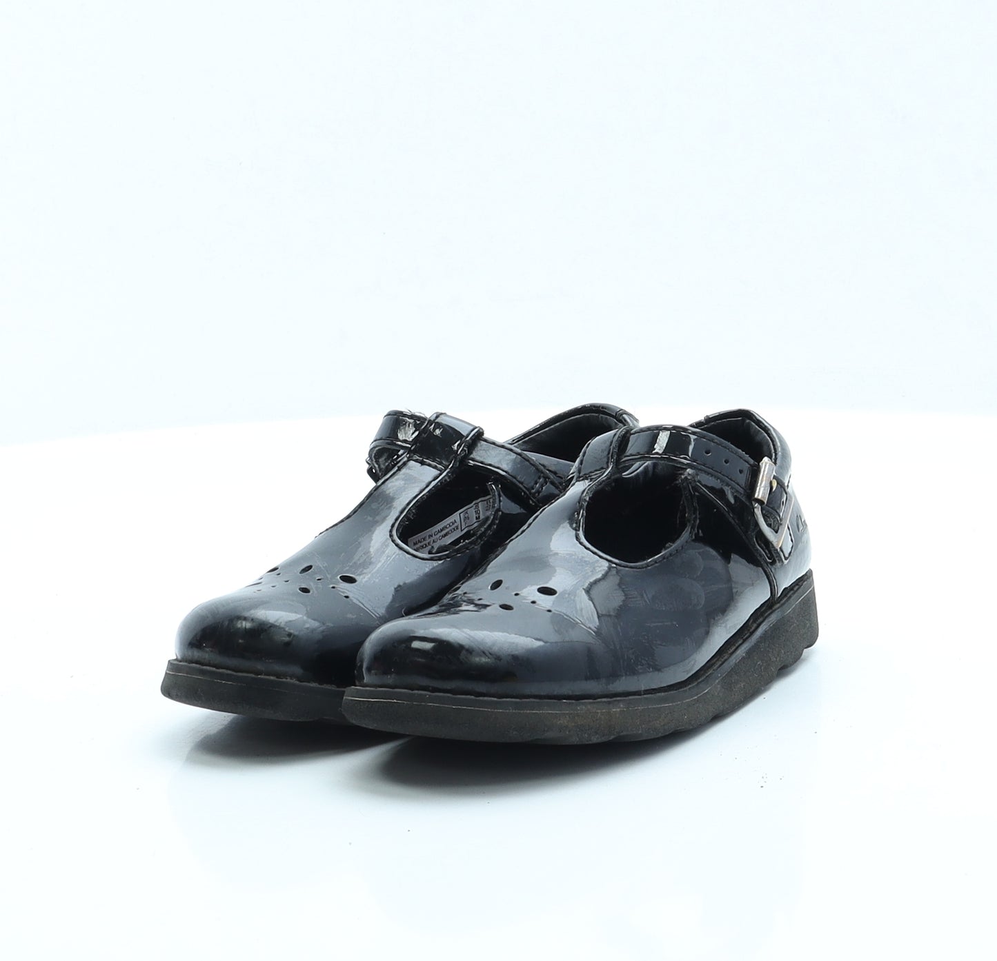 Clarks Girls Black Vinyl Mary Jane Flat UK 9.5