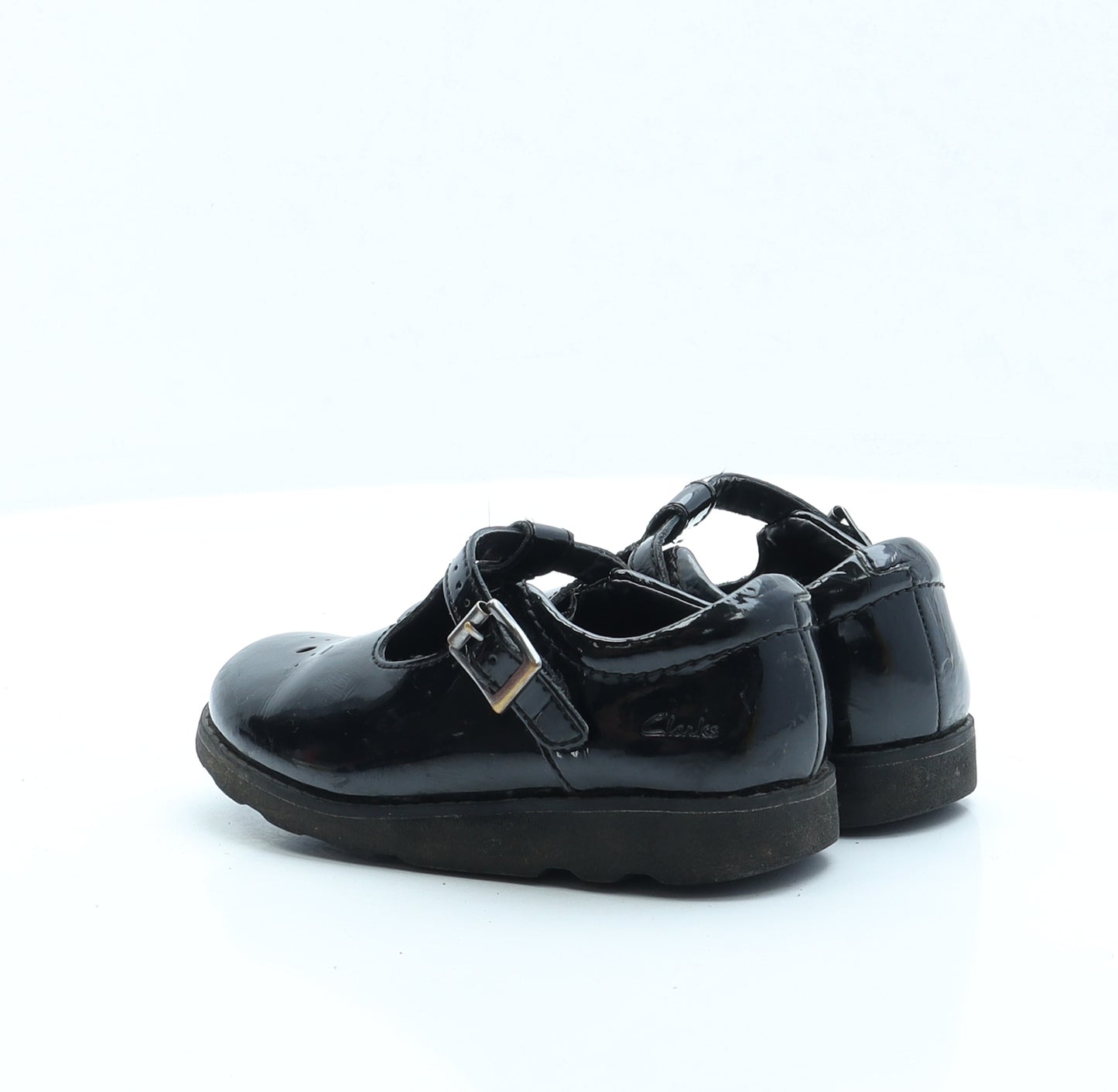 Clarks Girls Black Vinyl Mary Jane Flat UK 9.5
