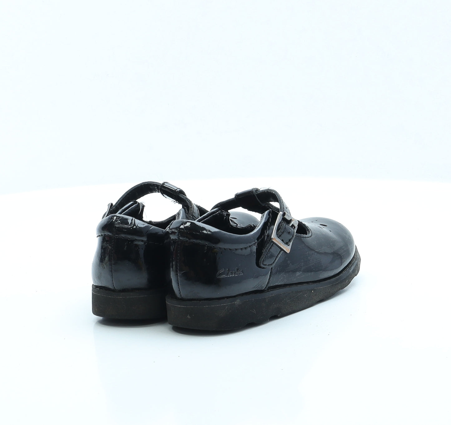 Clarks Girls Black Vinyl Mary Jane Flat UK 9.5