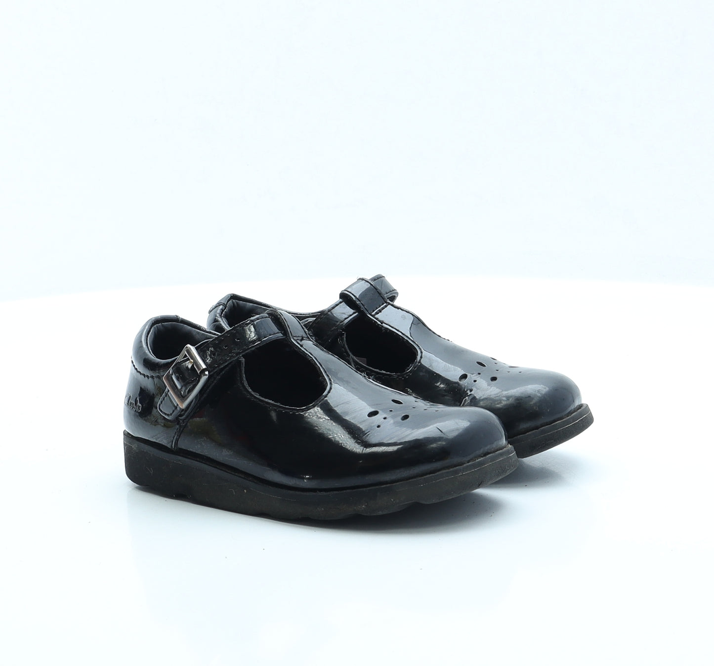 Clarks Girls Black Vinyl Mary Jane Flat UK 9.5