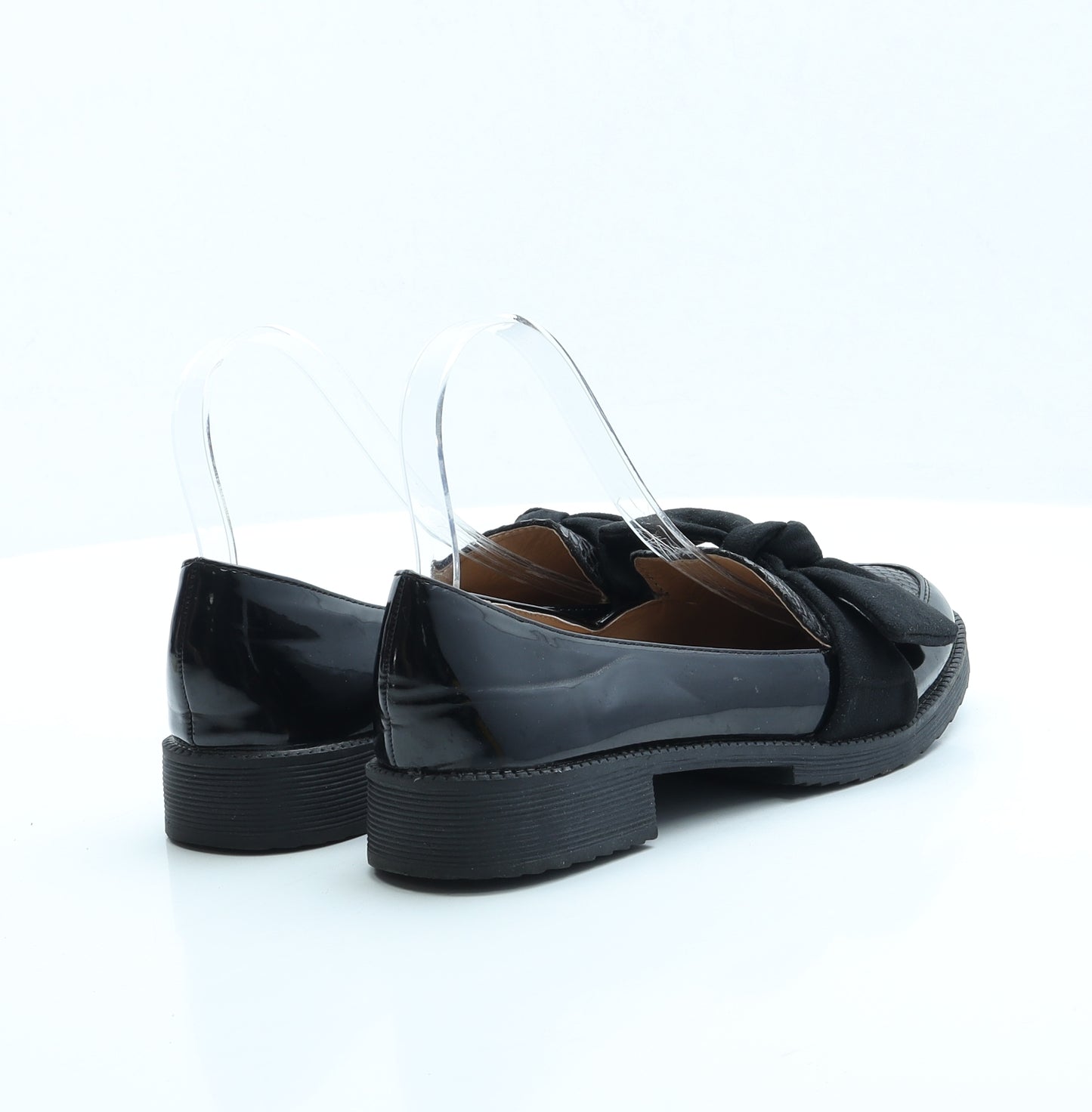 Bestelle Womens Black Faux Leather Loafer Flat UK 6 EUR 39