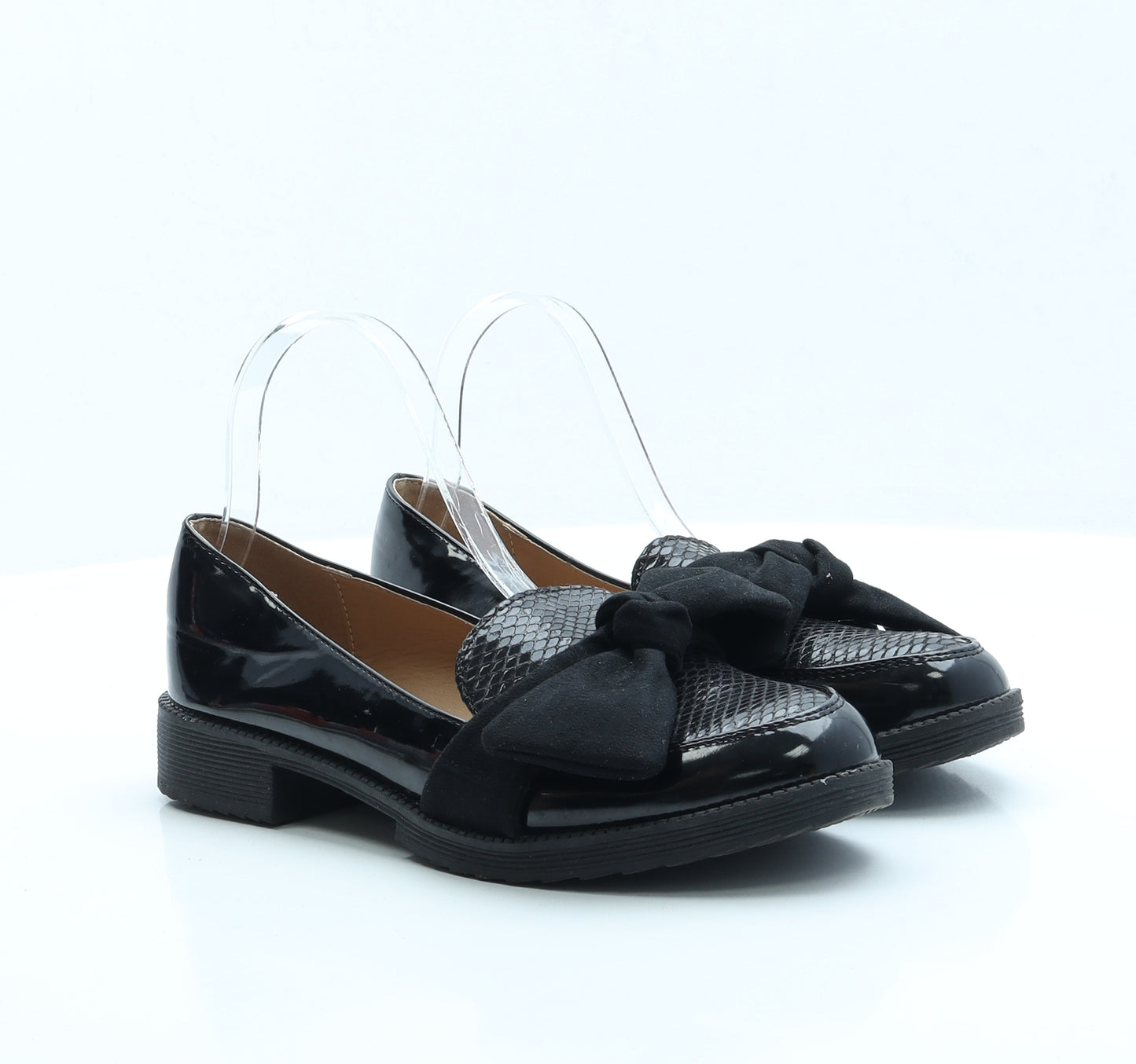 Bestelle Womens Black Faux Leather Loafer Flat UK 6 EUR 39