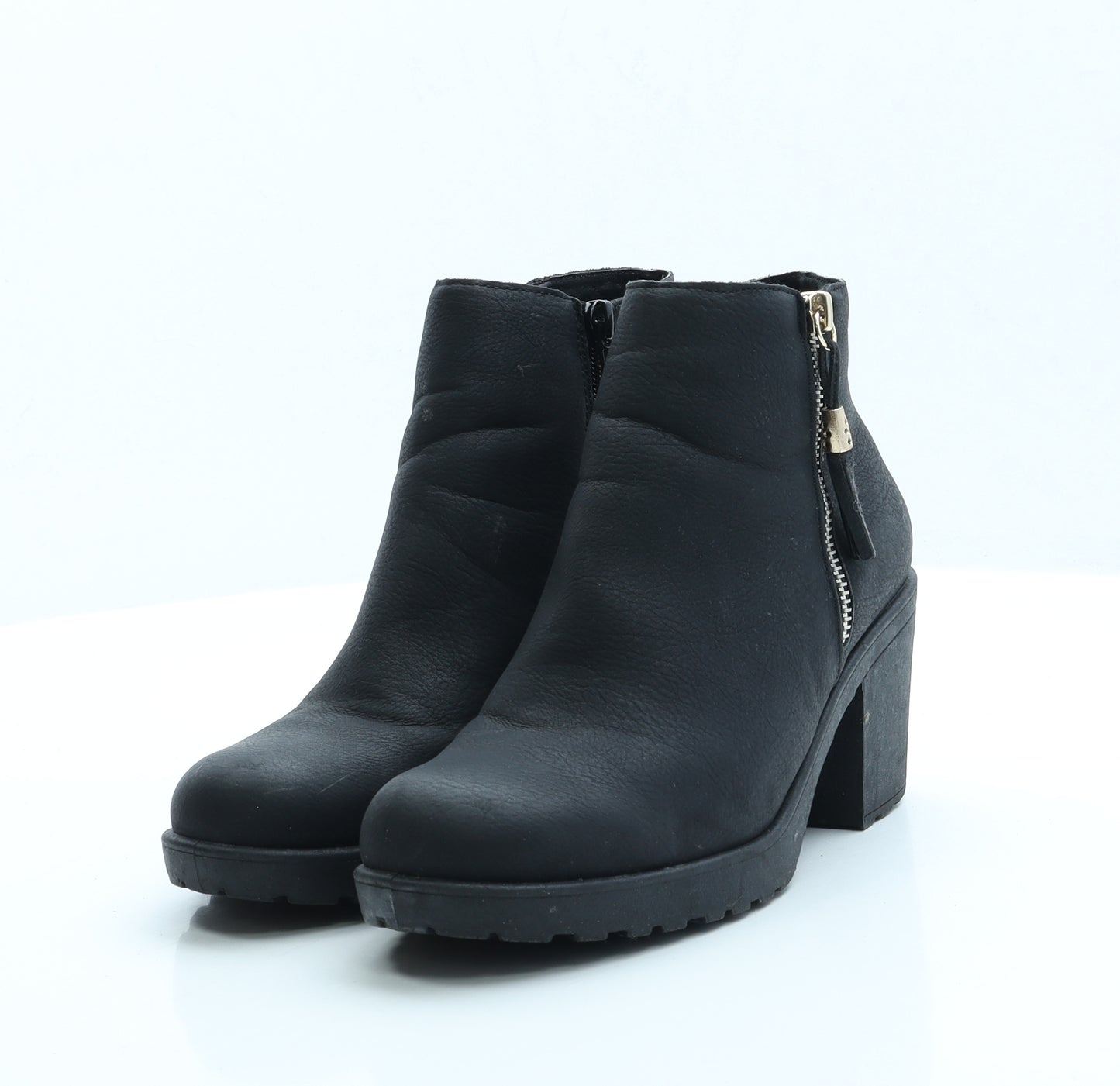 Boohoo Womens Black Faux Leather Bootie Boot UK 6 EUR 39