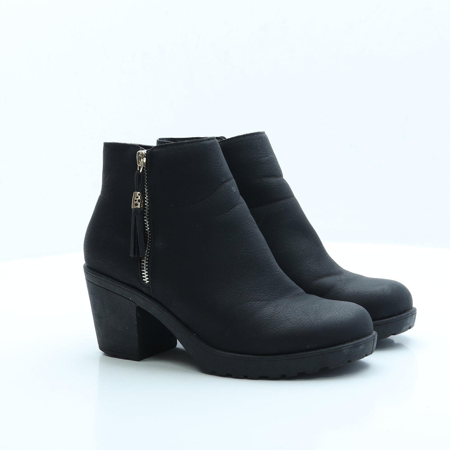 Boohoo Womens Black Faux Leather Bootie Boot UK 6 EUR 39
