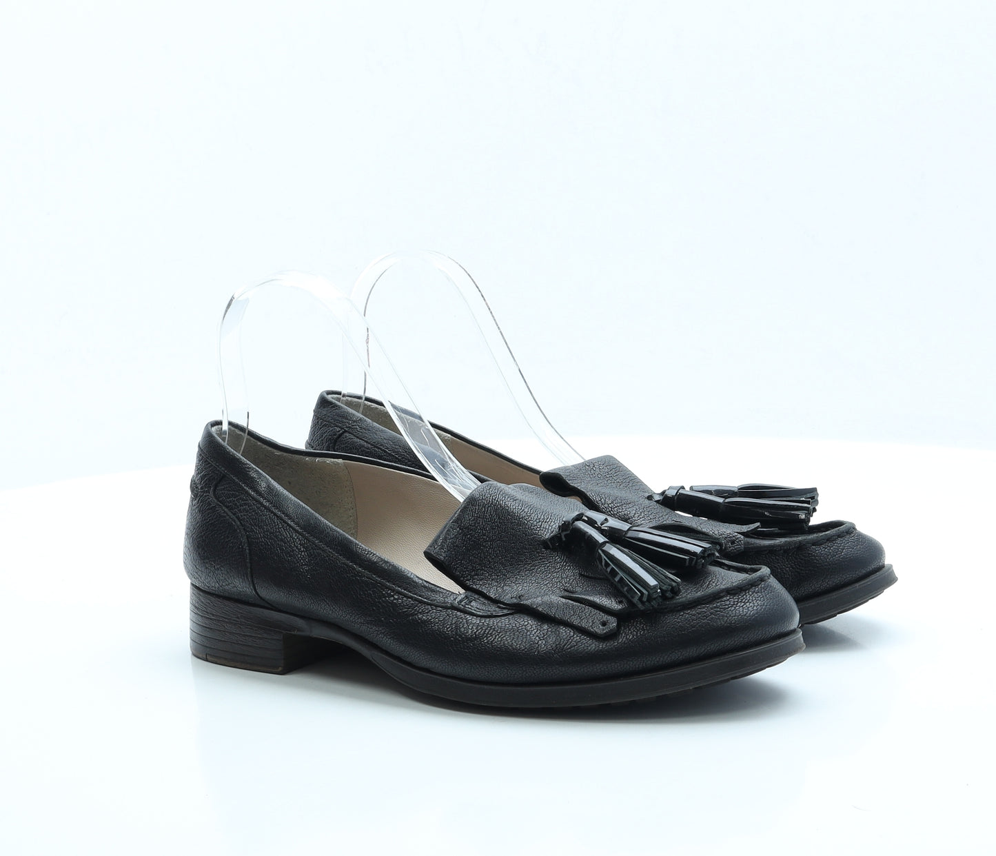 Clarks Womens Black Faux Leather Loafer Flat UK 7