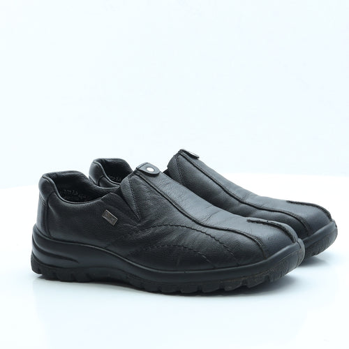 Rieker Womens Black Faux Leather Slip On Flat UK 4 EUR 37