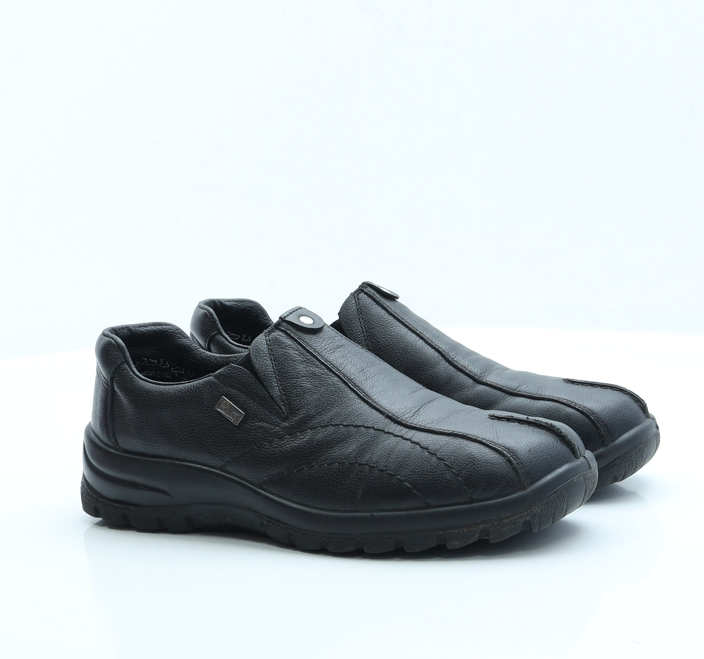 Rieker Womens Black Faux Leather Slip On Flat UK 4 EUR 37