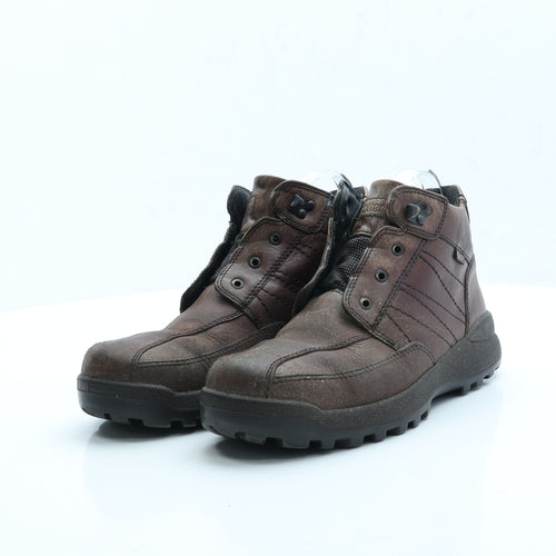 Hotter Mens Brown Faux Leather Combat Boot UK 7.5