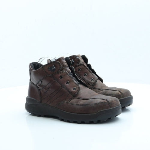 Hotter Mens Brown Faux Leather Combat Boot UK 7.5