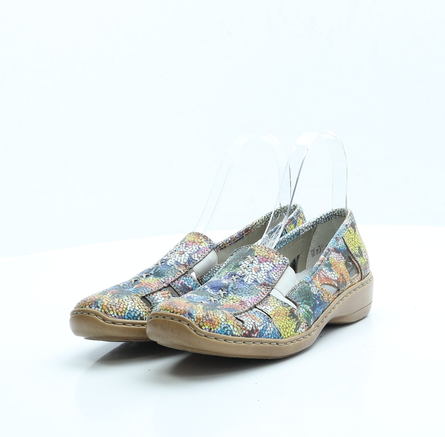 Rieker Womens Multicoloured Floral Polyester Slip On Flat UK 4 EUR 37