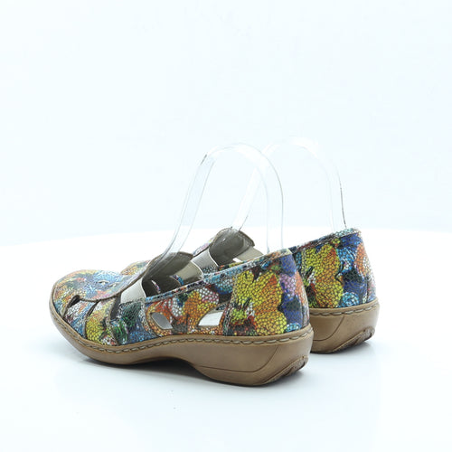 Rieker Womens Multicoloured Floral Polyester Slip On Flat UK 4 EUR 37