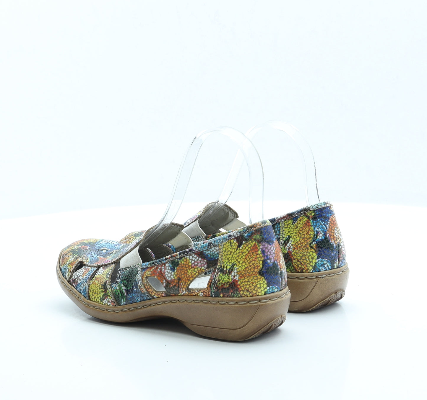 Rieker Womens Multicoloured Floral Polyester Slip On Flat UK 4 EUR 37