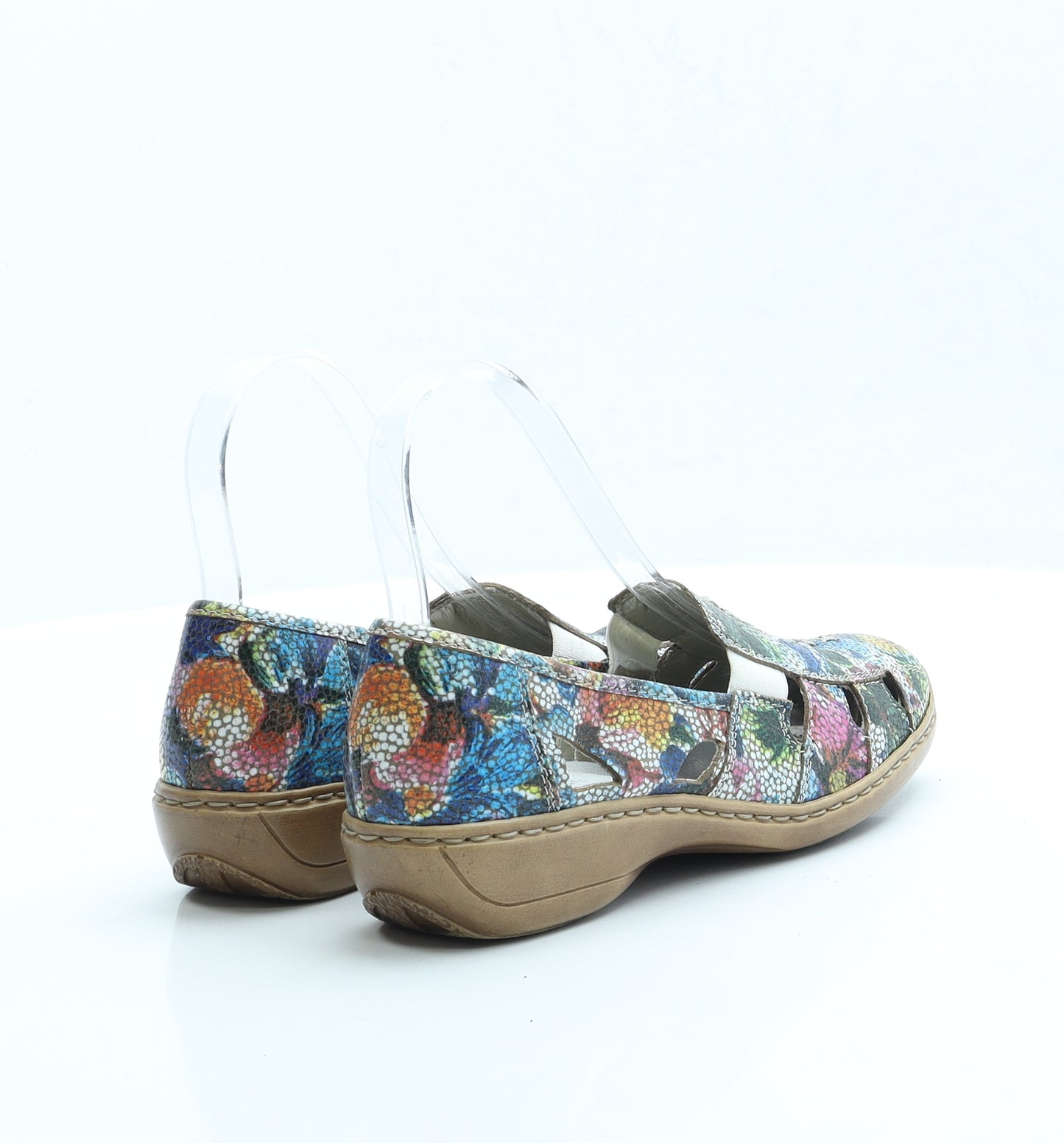 Rieker Womens Multicoloured Floral Polyester Slip On Flat UK 4 EUR 37