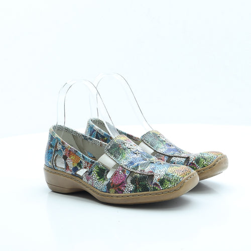 Rieker Womens Multicoloured Floral Polyester Slip On Flat UK 4 EUR 37