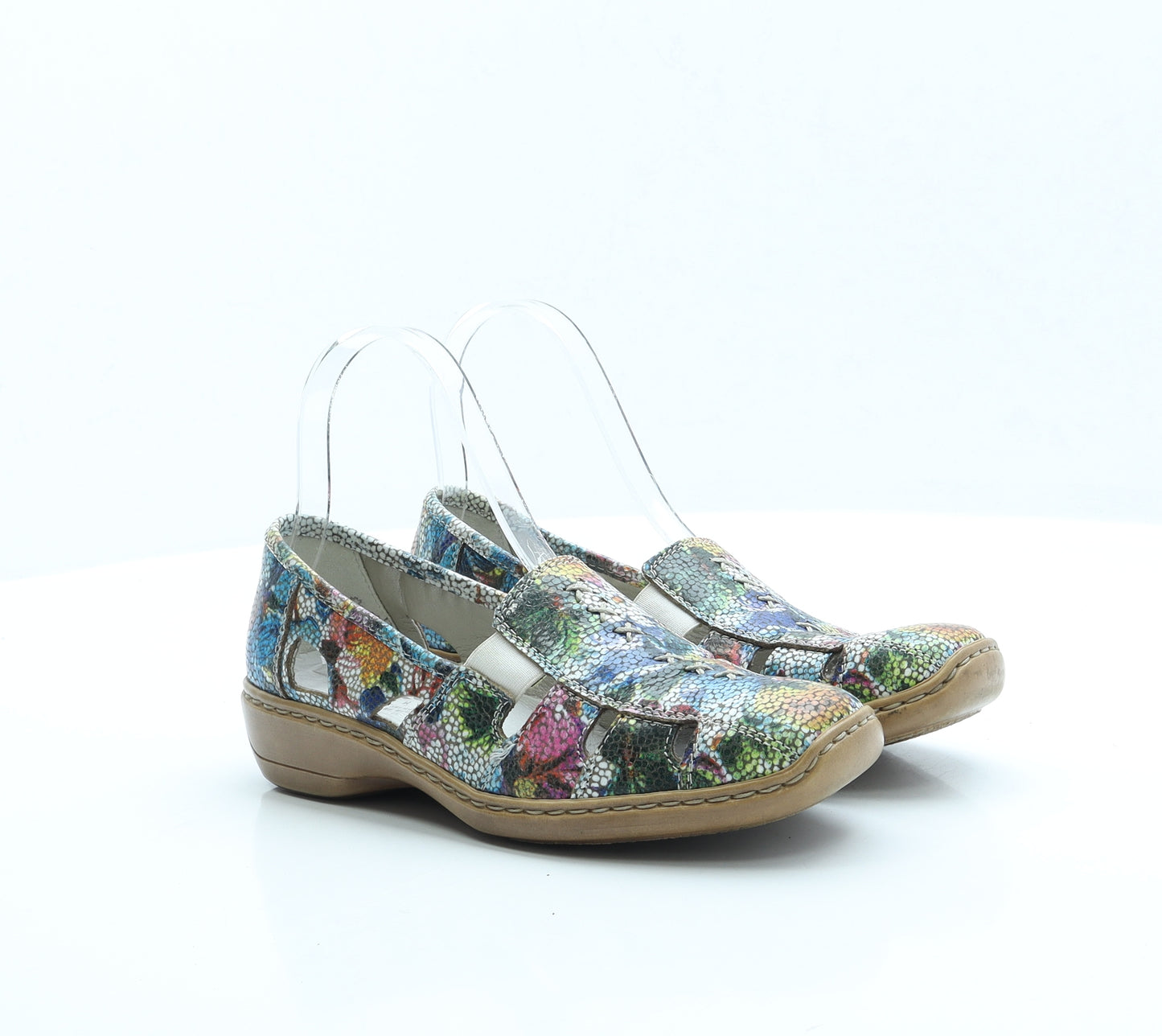 Rieker Womens Multicoloured Floral Polyester Slip On Flat UK 4 EUR 37