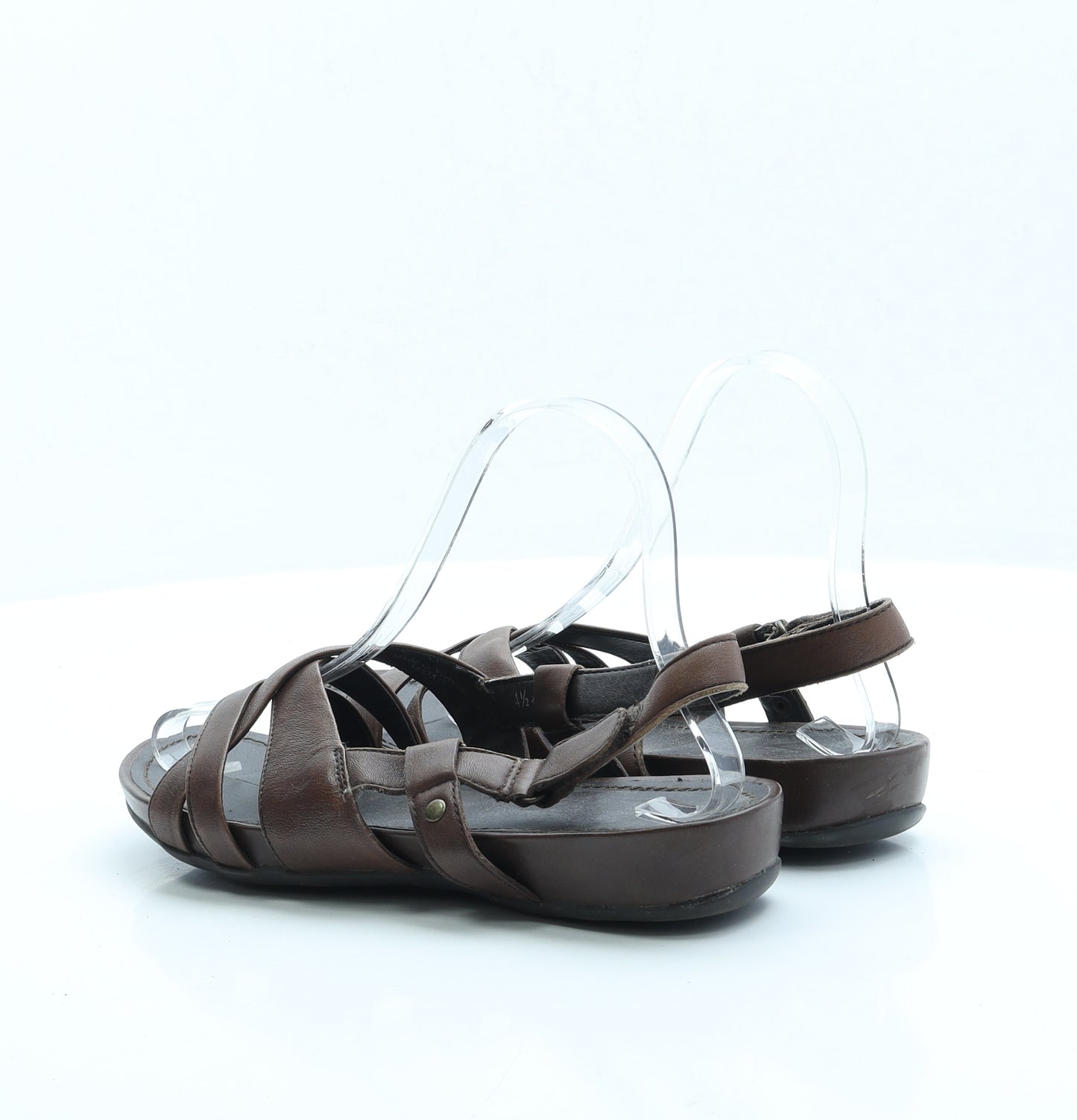 FootGlove Womens Brown Faux Leather Strappy Sandal UK 4.5