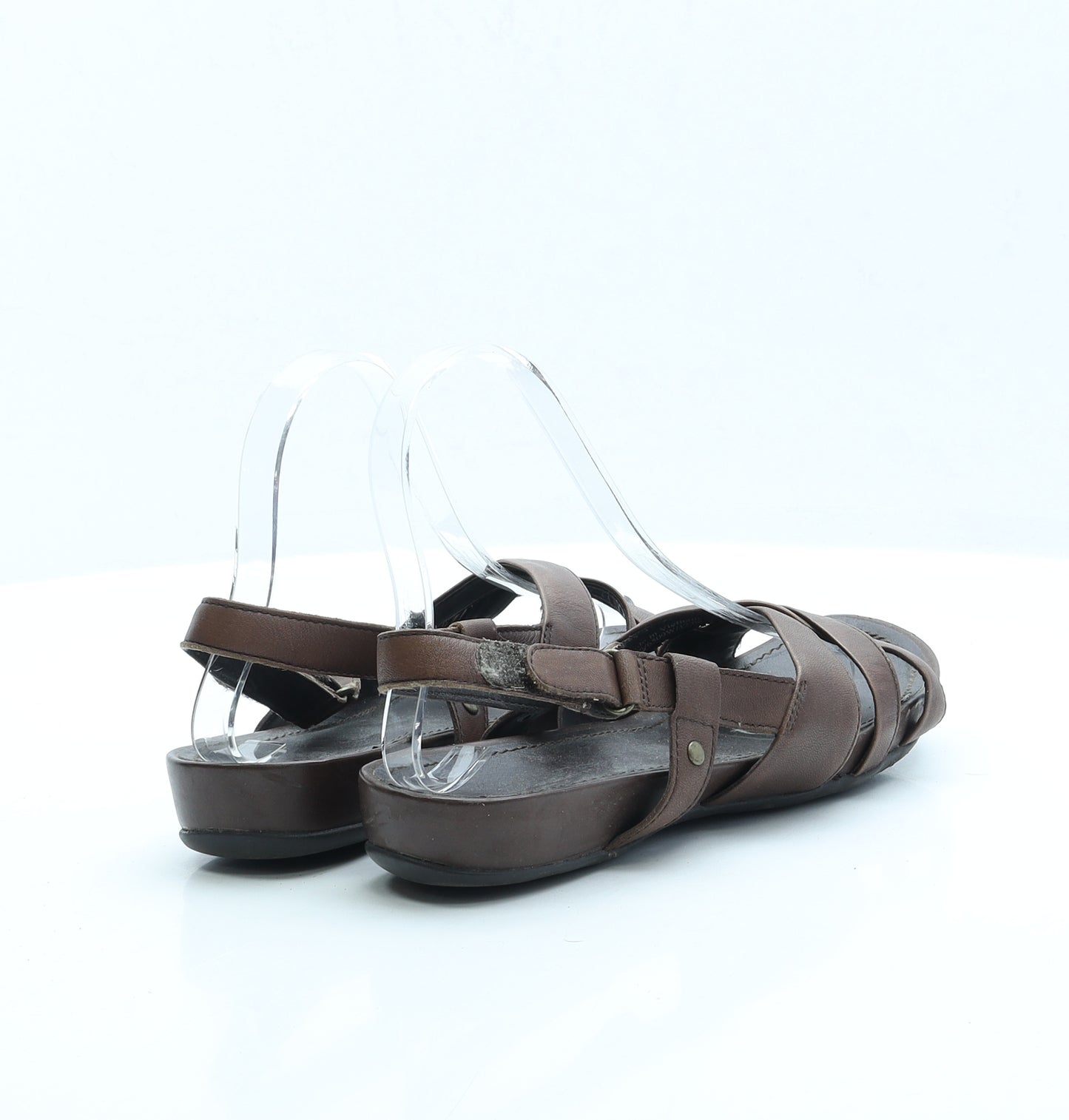 FootGlove Womens Brown Faux Leather Strappy Sandal UK 4.5