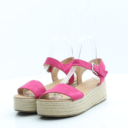 Topshop Womens Pink Polyester Strappy Sandal UK 3 EUR 36