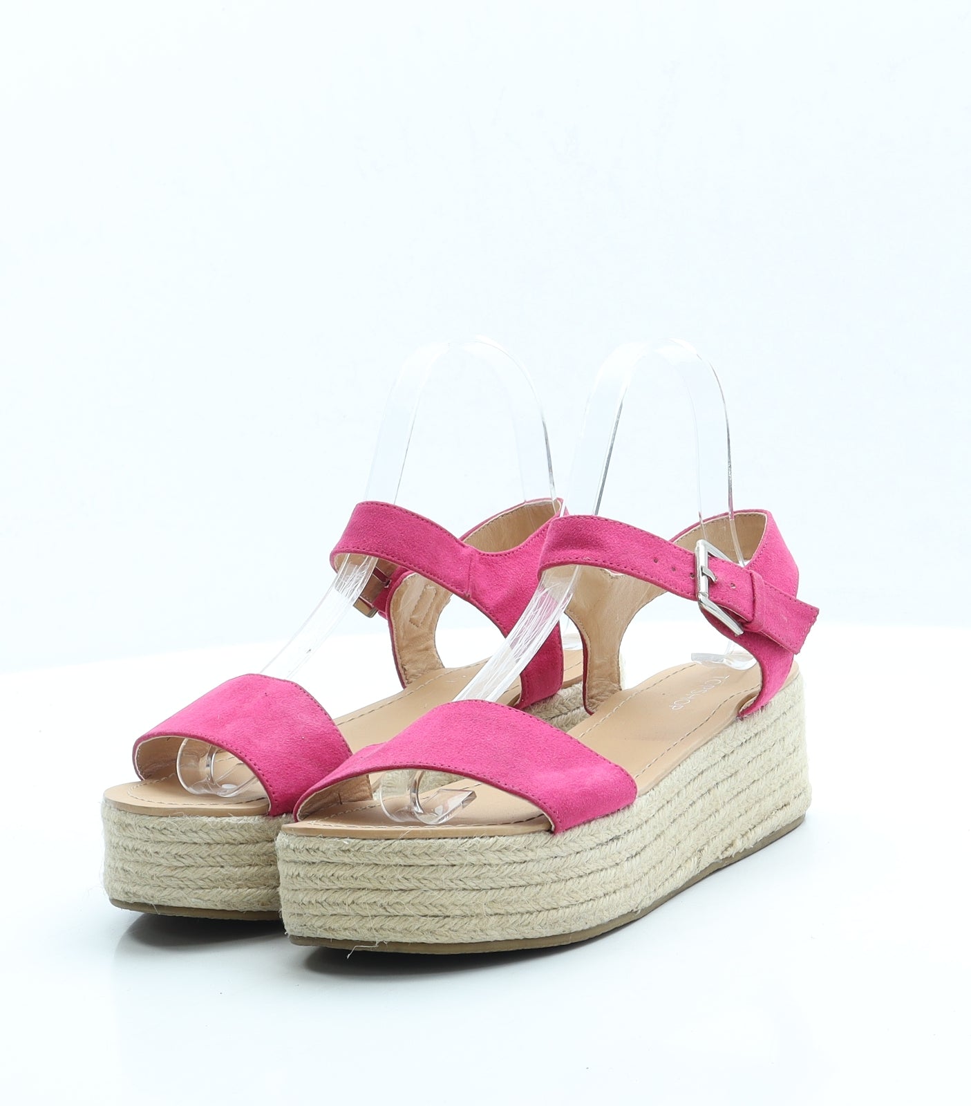 Topshop Womens Pink Polyester Strappy Sandal UK 3 EUR 36