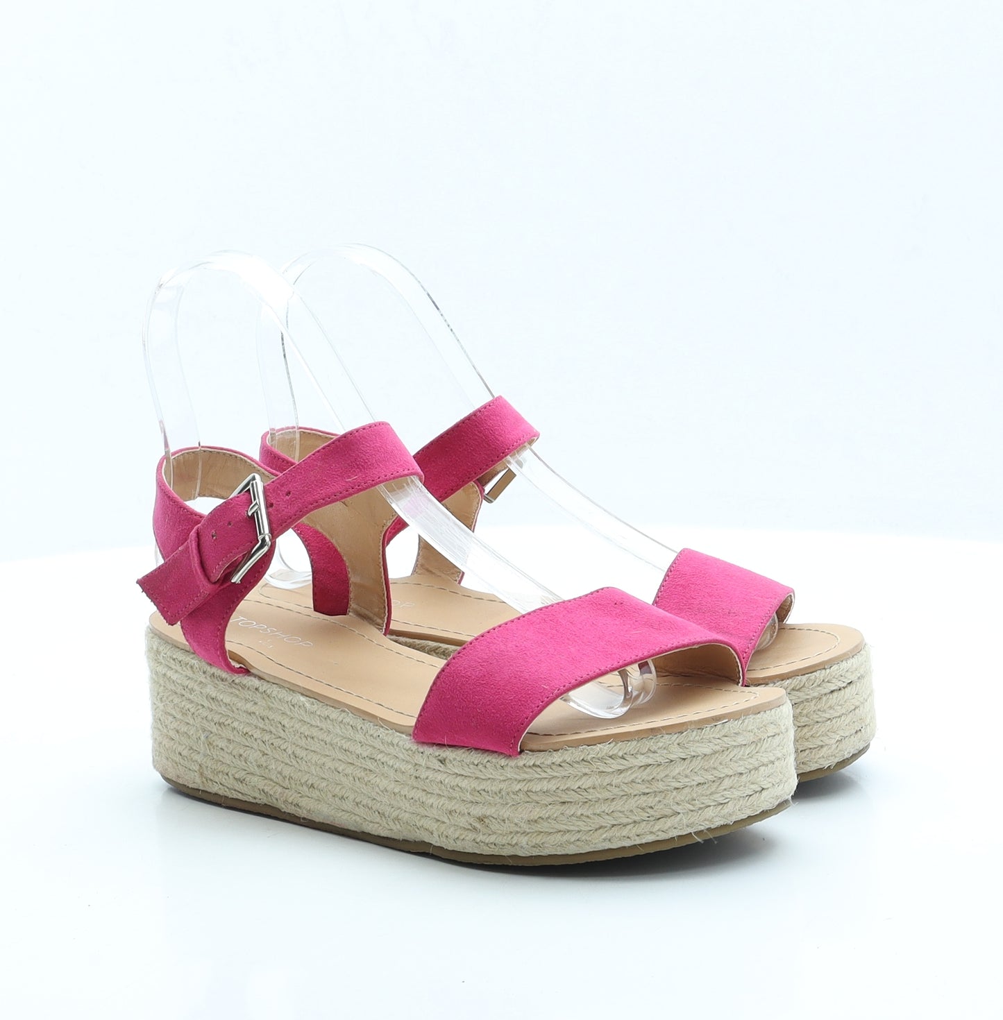 Topshop Womens Pink Polyester Strappy Sandal UK 3 EUR 36