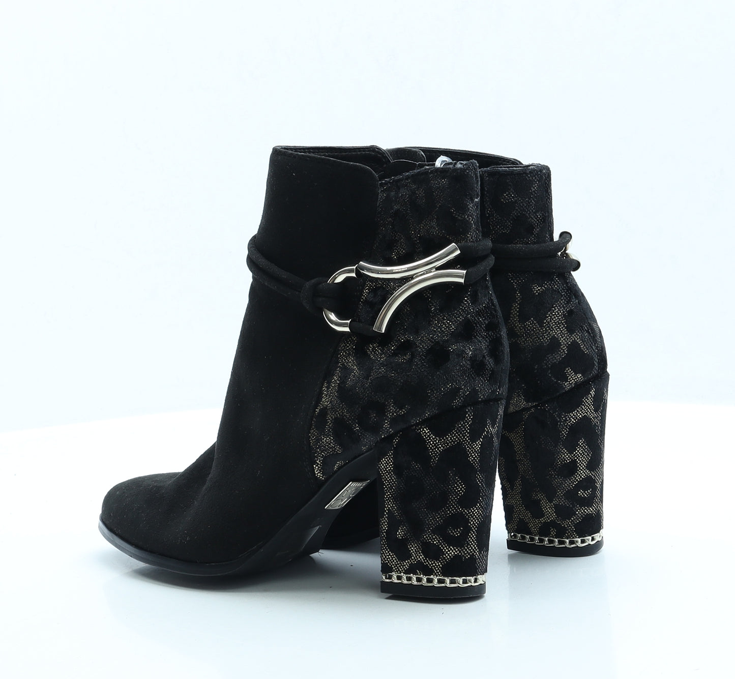 Moda in Pelle Womens Black Animal Print Faux Suede Bootie Boot UK 6 EUR 39