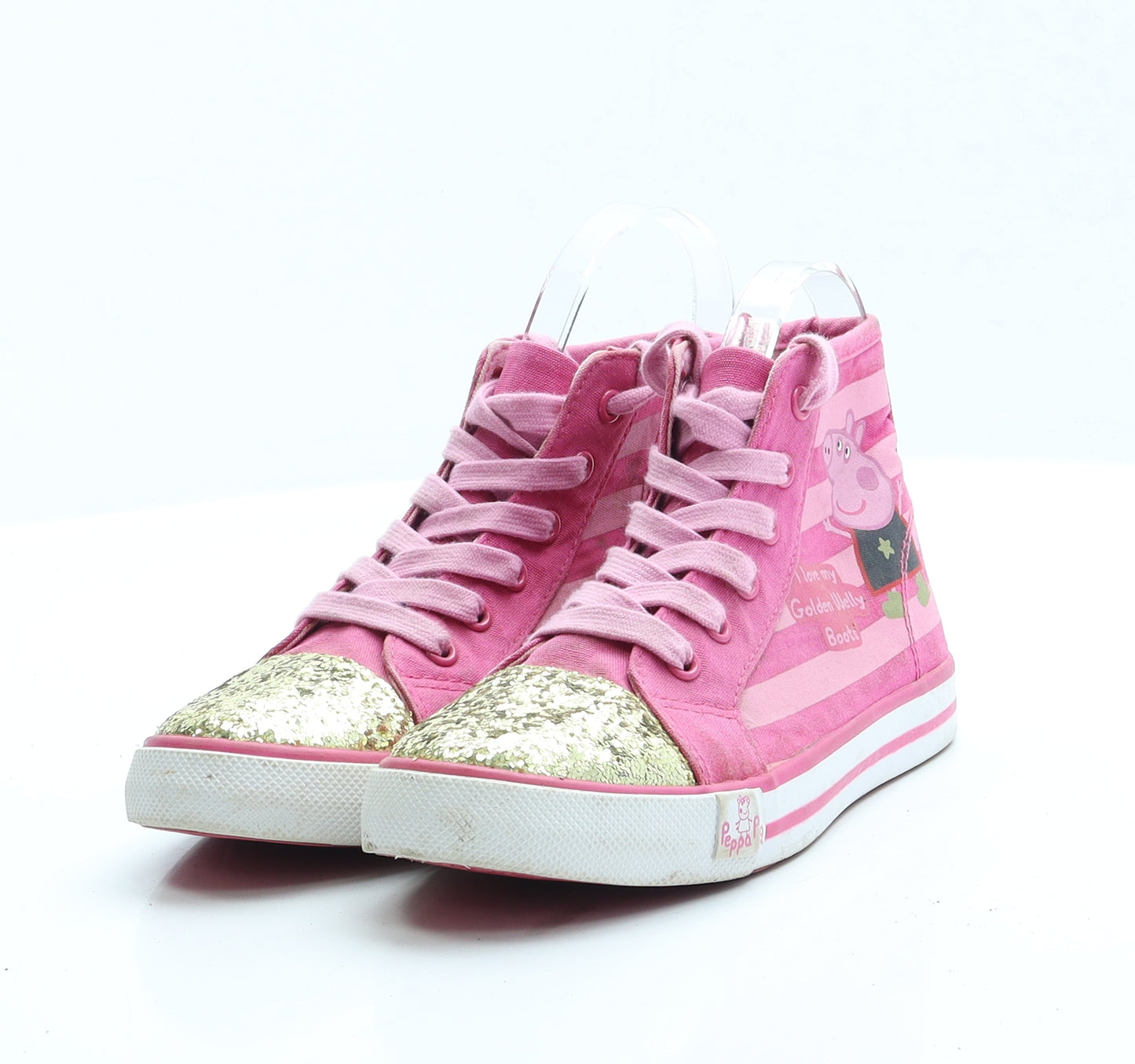 Marks and Spencer Girls Pink Striped Fabric Trainer UK 13 - Peppa Pig