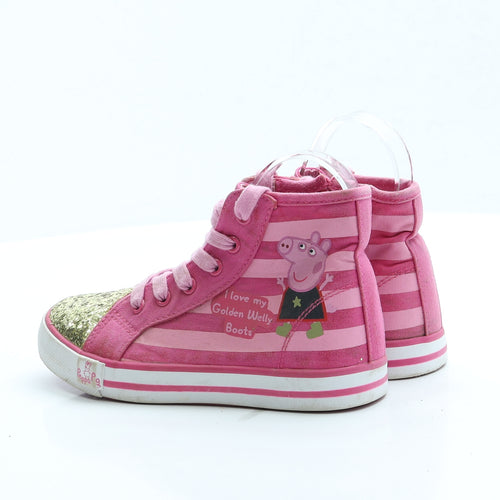 Marks and Spencer Girls Pink Striped Fabric Trainer UK 13 - Peppa Pig