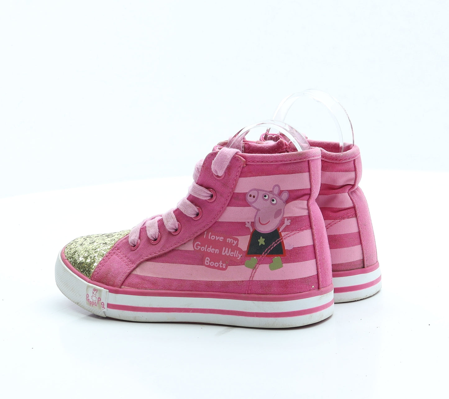 Marks and Spencer Girls Pink Striped Fabric Trainer UK 13 - Peppa Pig