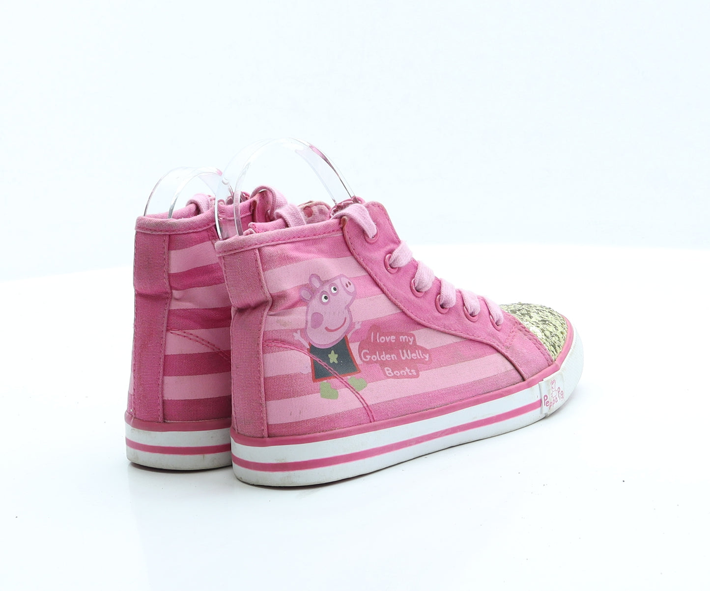 Marks and Spencer Girls Pink Striped Fabric Trainer UK 13 - Peppa Pig